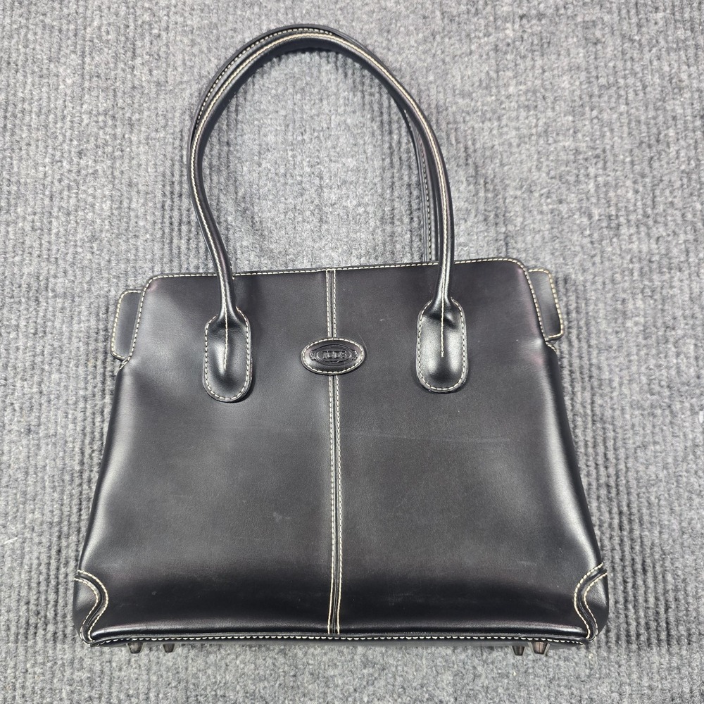 Tods D Bag Womens Black Leather Handbag‎ Satchel Purse Authentic Luxury